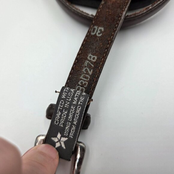 Vintage Brighton Belt Womens 30 Dark Brown Leather Silvertone Beads Western - Picture 5 of 8